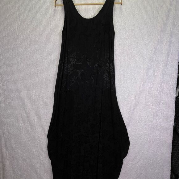 Citron Santa Monica Black Sleeveless Floral Pullover Maxi Dress Medium - Picture 1 of 6